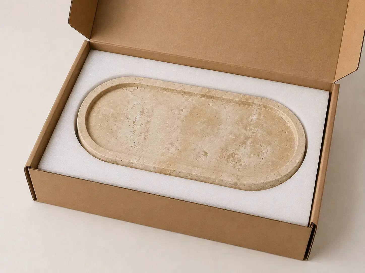 Foam carton packing protection for fragile marble and travertine home decor export orders