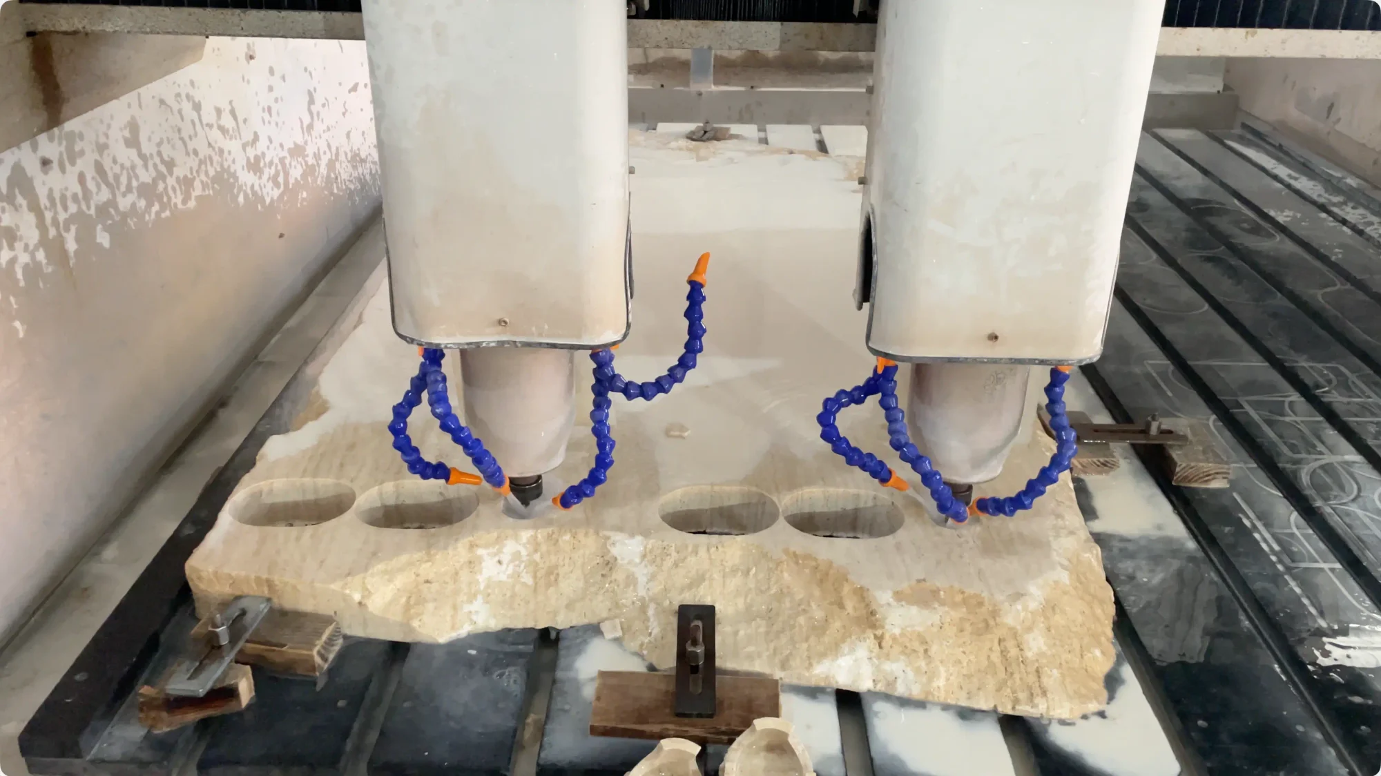 CNC machining marble and travertine objects for repeatable OEM stone home decor production