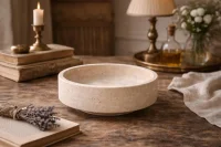 Natural Beige Travertine Stone Bowl 썸네일 2