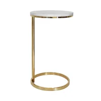 صورة مصغرة 1 للمنتج C-Shaped Marble Top Side Table with Gold Metal Frame