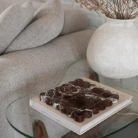 Natural Rosa Levanto Square Scalloped Tray for Home Decor, Vanity Tray, Jewelry Tray, Decorative Tray thumbnail 2