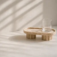 Large Natural Stone 2-Footed Travertine Tray 썸네일 3
