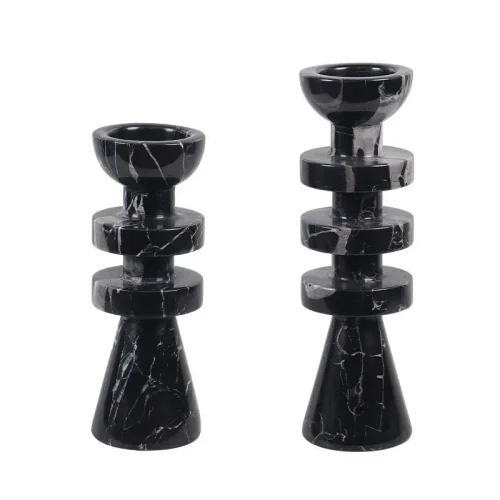 Wholesale Natural Black Marble Candlestick Holder OEM Manufacturer China