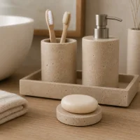 Natural Beige Travertine Candle Jar Holder 썸네일 3