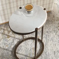 Round Marble Top Metal Frame Drink Table, miniatura 3