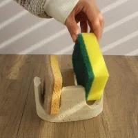 صورة مصغرة 3 للمنتج Natural Beige Travertine 2-Slot Sponge Holder for Kitchen Counter