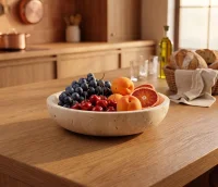 Natural Beige Travertine Decorative Bowl 썸네일 2