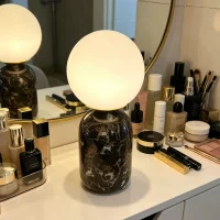 Black Cordless Rechargeable LED Marble Table Lamp thumbnail 2