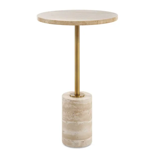 Round travertine accent table OEM factory and wholesale supply China