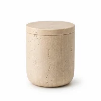 Natural Beige Travertine Candle Jar Holder 썸네일 1