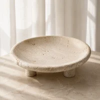 صورة مصغرة 3 للمنتج Natural Beige Travertine Carved 3-Legged Fruit Tray
