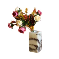 Natural Arabescato Marble Rectangular Flower Vase 썸네일 2