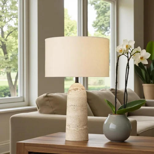 Travertine stone table lamp OEM manufacturer and wholesale supplier