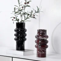 Natural Marble Cylindrical Threaded Vase 썸네일 3