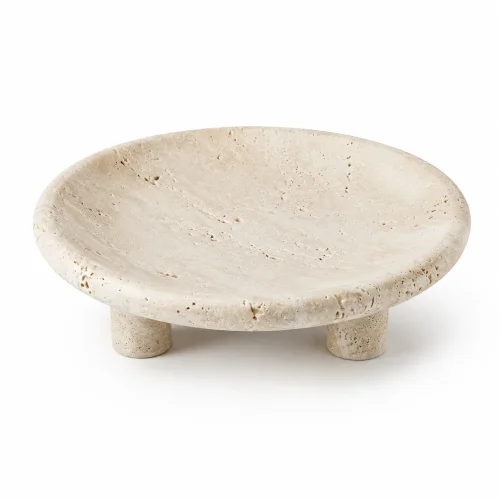 Wholesale Natural Beige Travertine Carved 3-Legged Fruit Tray OEM Manufacturer China