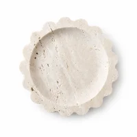 صورة مصغرة 1 للمنتج Natural Beige Travertine Round Scalloped Decorative Tray