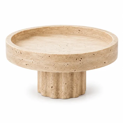 Wholesale Natural Stone 1-Footed Travertine Tray OEM Manufacturer China