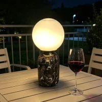 Black Cordless Rechargeable LED Marble Table Lamp thumbnail 3