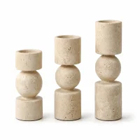 Natural Travertine Stone Candle Holders 썸네일 1