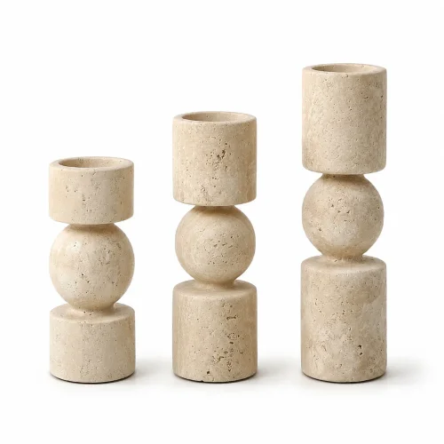 Wholesale Natural Travertine Stone Candle Holders OEM Manufacturer China