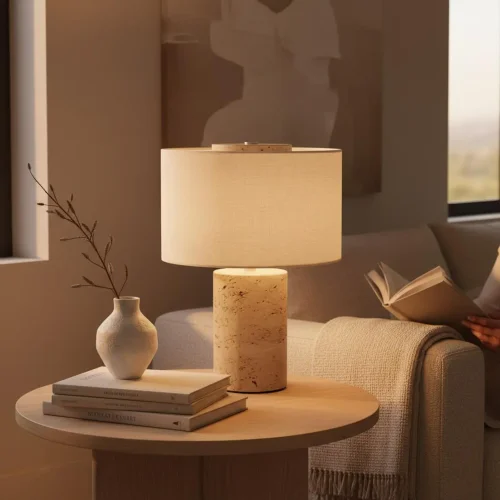 Cordless rechargeable travertine touch table lamp OEM manufacturer China