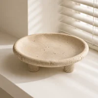 صورة مصغرة 2 للمنتج Natural Beige Travertine Carved 3-Legged Fruit Tray