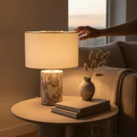 Cordless Rechargeable Travertine Touch Table Lamp thumbnail 3