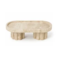 Large Natural Stone 2-Footed Travertine Tray 썸네일 1
