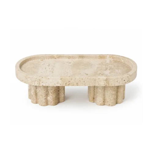 Wholesale Large Natural Stone 2-Footed Travertine Tray OEM Manufacturer China