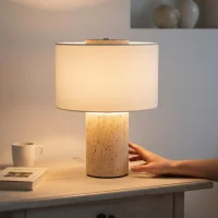 Cordless Rechargeable Travertine Touch Table Lamp thumbnail 2