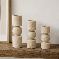 Natural Travertine Stone Candle Holders 썸네일 2