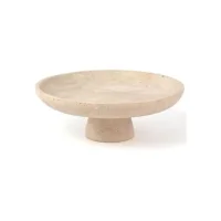 Natural Beige Travertine Footed Fruit Bowl 썸네일 1