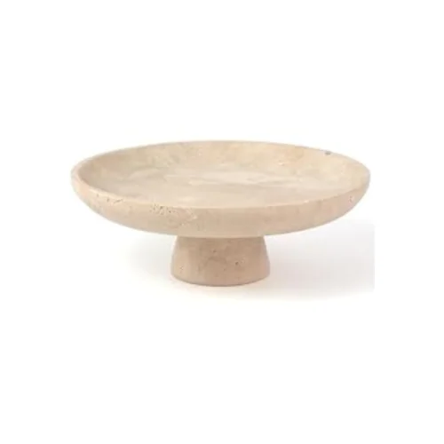 Wholesale Natural Beige Travertine Footed Fruit Bowl OEM Manufacturer China