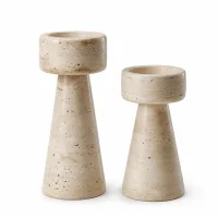 Natural Beige Travertine Candle Holder, Vorschaubild 1