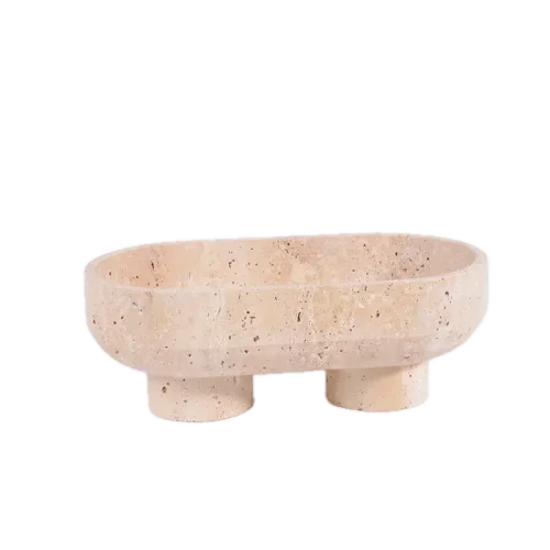 Wholesale Natural Oval Travertine Fruit Bowl for Kitchen OEM Manufacturer China