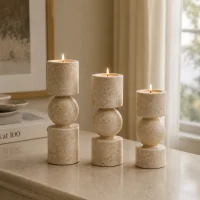 Natural Travertine Stone Candle Holders 썸네일 3