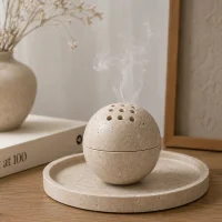 صورة مصغرة 2 للمنتج Natural Travertine Sphere Incense Burner Ball