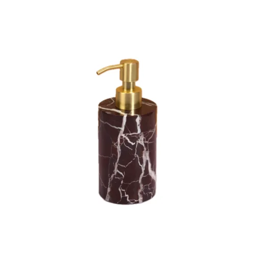 Natural marble round liquid soap dispenser for wholesale bathroom accessory and private label OEM programs